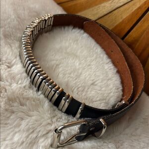 Vintage small Leather Belt With Silver accents SM